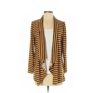Open Front Yellow & Brown Striped Cardigan Small